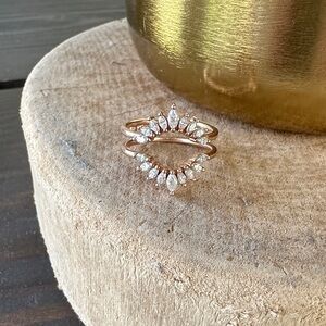 10K Rose Gold Marquise Double Band Ring - Women's Jewelry